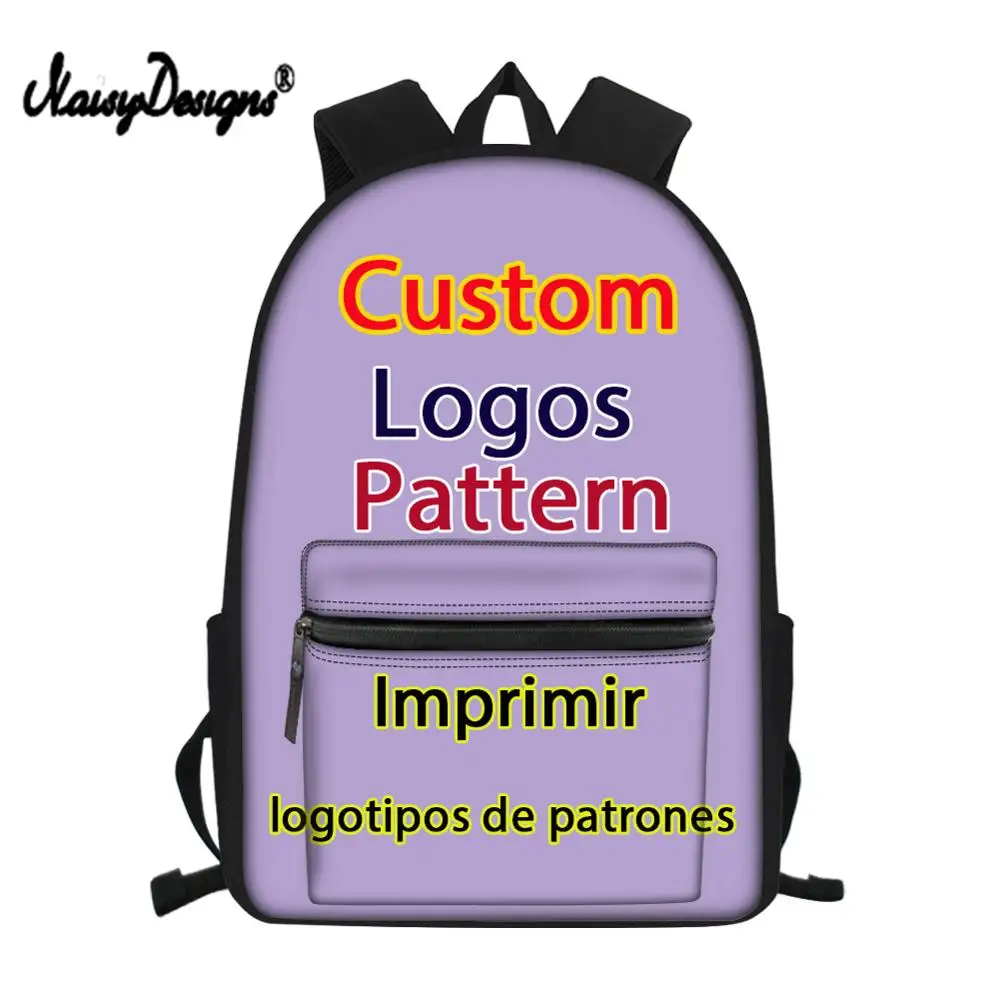 

NOISYDESIGNS Custom Logo School Bags for Teenage Girls Backpack Schoolbag Boys Pattern Print Campus Student Bag Women Bookbags