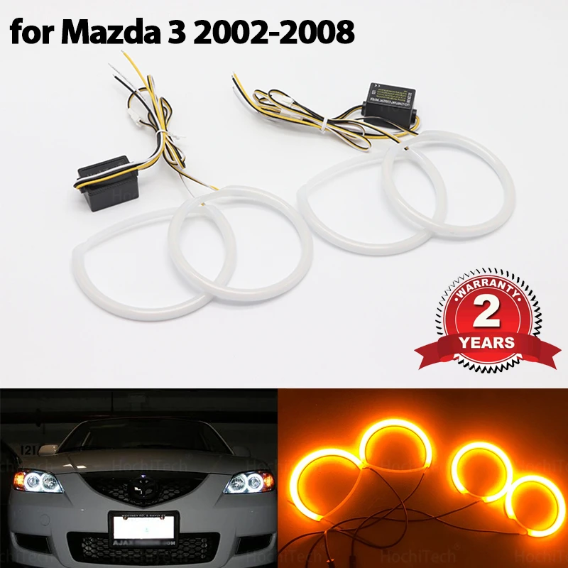 SMD Cotton Light Switchback LED Angel Eye Ring Kit For For Mazda 3 Mazda3 BK 2003-2008