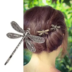 Elegant Vintage Golden Dragonfly Hairpins Bridal Headdress Wedding Hair Accessories Insect Shape Headdress mini Hair Clip