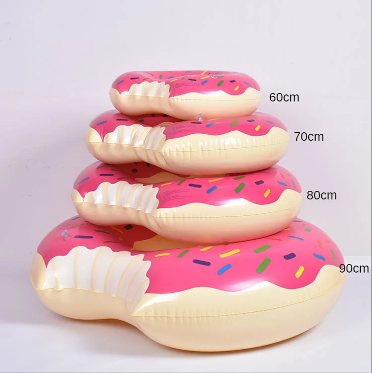 PVC Toy 60cm-120cm Inflatable Donut Swimming Ring INS Pink Coffee Adult Child Life Buoy Swimming Rings Water Sports