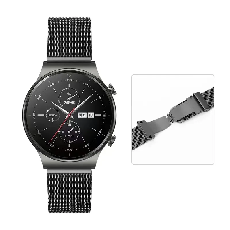 

22mm 20mm Milanese strap for Samsung Galaxy Watch 6/5/4/3/Huawei Watch 4/3/GT4-3-2/Amazfit GTR Metal Butterfly buckle wristband