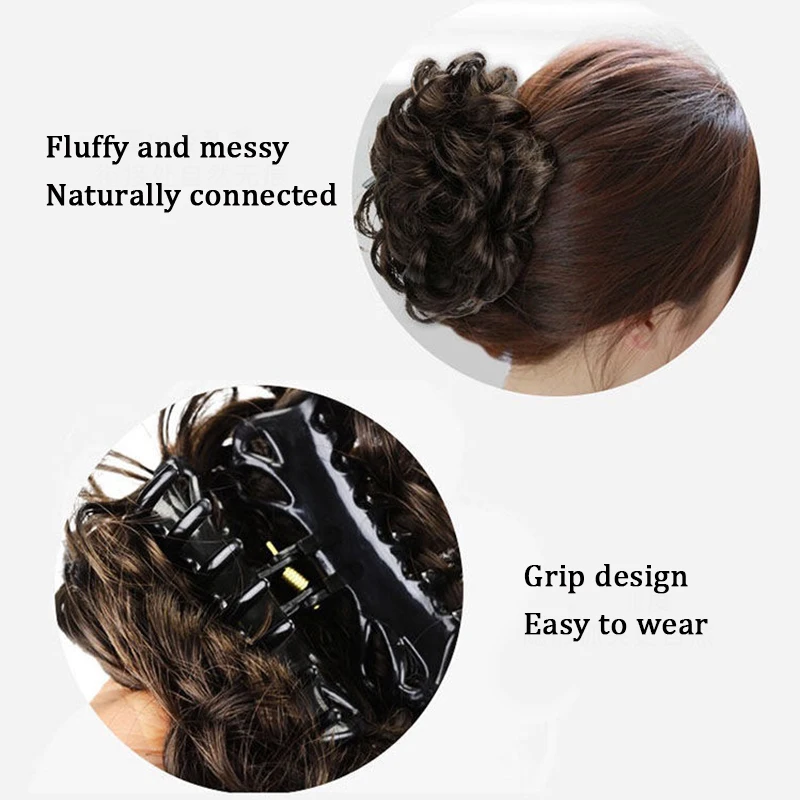 AILIADE-Postiche chignon synthétique décoiffé pour femme, pince à cheveux naturelle, idéal pour les documents