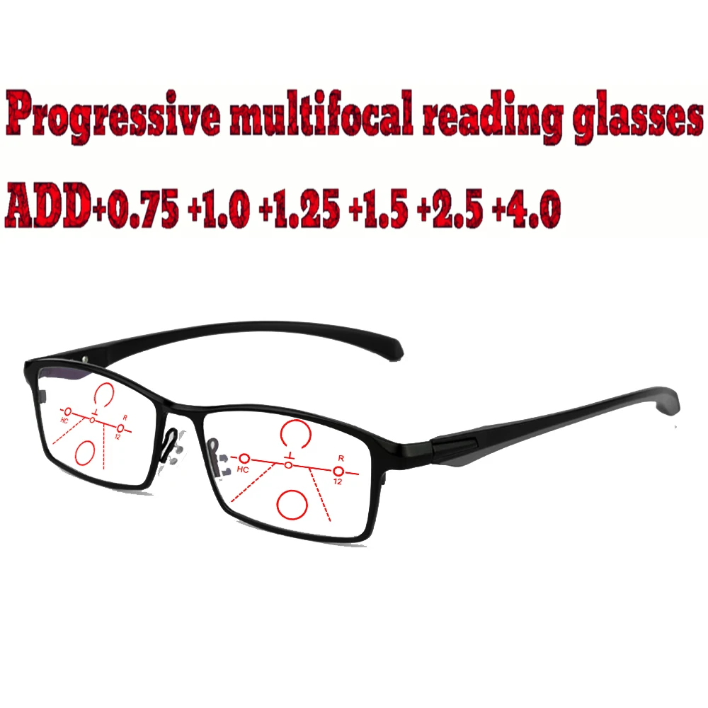 

Progressive Multifocal Reading Glasses Business men full frame comfort TR90+1.0 +1.5 +1.75 +2.0 +2.5 +3 +3.5 +4