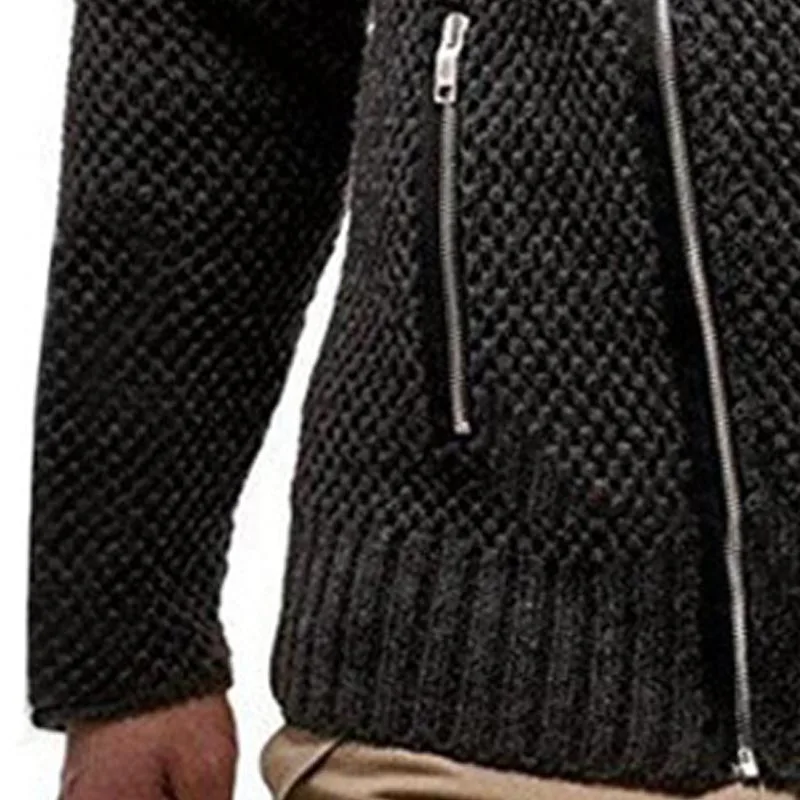 Autumn Winter Mens Sweaters 2021 New Casual Zipper Cardigan Sweater Men Full Sleeve Hooded Knitted Sweater Solid Knitwear Coat