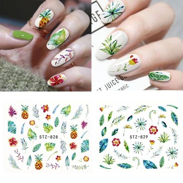 Nuovo arrivo adesivo per unghie fiore foglia albero adesivi verdi per unghie fai da te Nail Art Decor Gel Polish Sticker fogli per Manicure