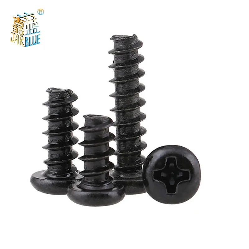 100Pcs M1.4 M1.7 M2 M3 PB Pan Head Black Electronic Micro Screws Phillips Self-tapping Phone Computer Screw