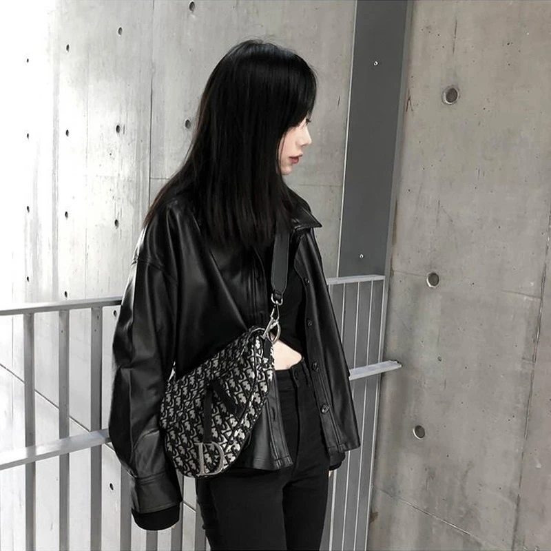 Basic Jackets Women Korean Style Chic Big Pocket Pu Leather Autumn New Arrival Biker Loose Bf Student Crop Outwear Fashion Cool