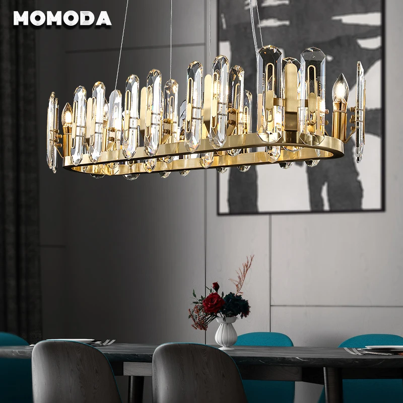 

Contemporary Crystal Golden Chandeliers Lighting Luxury Brass LED Hanging Lamp for Dining Room Villa Duplex Building Living Room