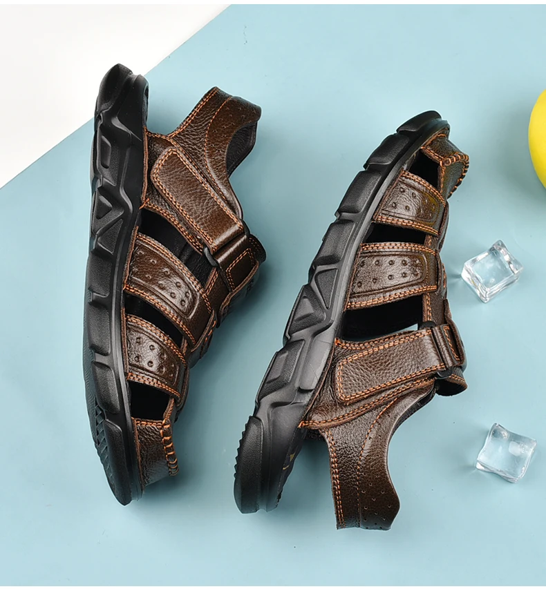 Echt leder Freizeit schuhe für Männer hochwertige klassische Herren Sandalen Sommer Outdoor Walking Herren Turnschuhe atmungsaktive Herren Sandalen – Detail 27