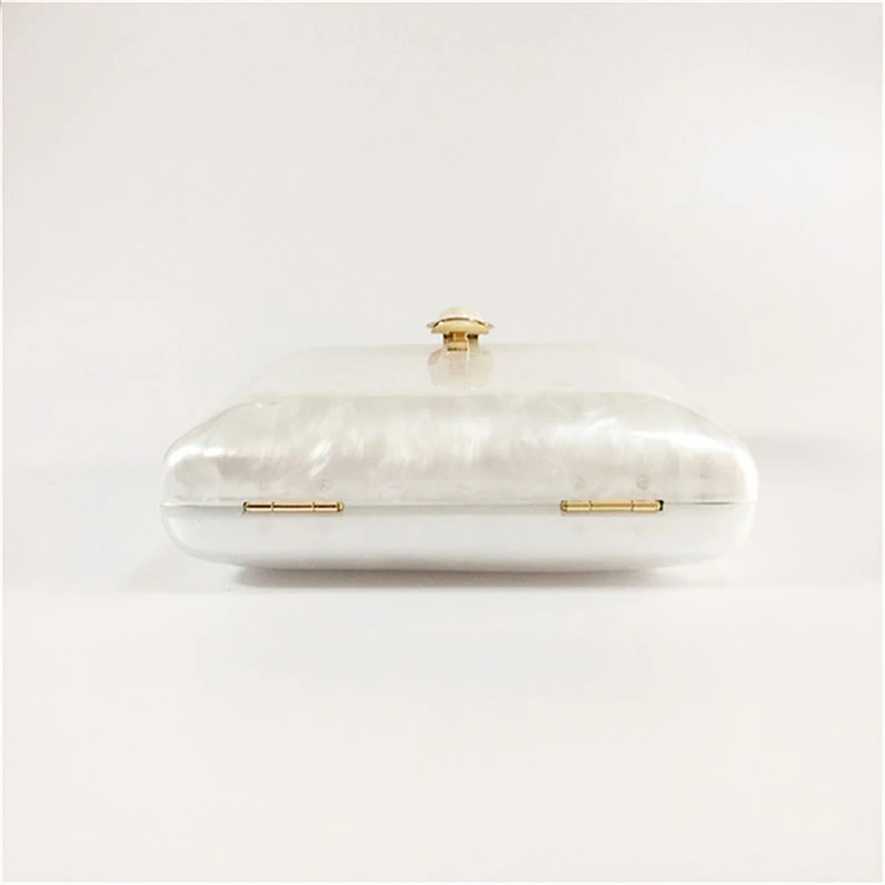 Luxury Brand Handbag Solid White Pearl Acrylic Evening Bags Chain Clutch Purse Wedding Party Women Wallet Designer Crossbody Bag