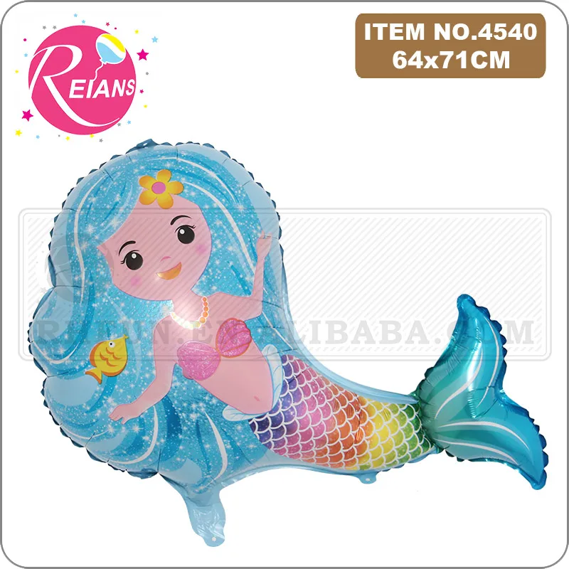 4 color Large Size mermaid fish princess Aluminum Foil Balloon Cartoon Wedding Birthday Party Decoration Inflatable Air Balloon