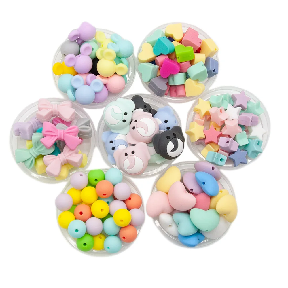 Cute-idea-Clips de sucette en silicone pour bébé, jouet à mâcher de dessin animé, pendentif JOFor, perles TeWindsor sans BPA, bricolage, 10 pièces