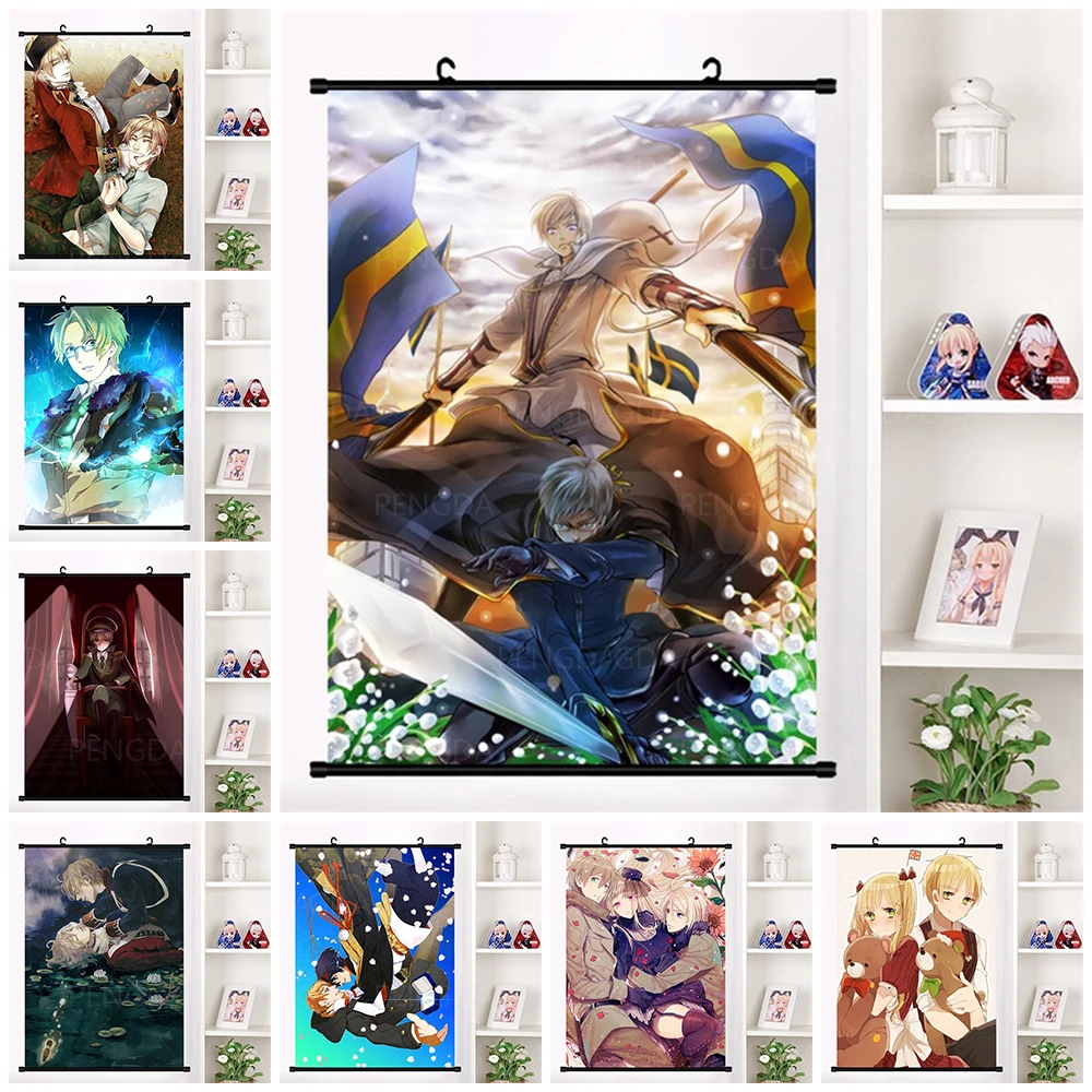 Hetalia Axis Prints Art Picture Poster Anime Characters Hanging Painting Plastic Scroll Canvas Home Decoration Living Room Wall