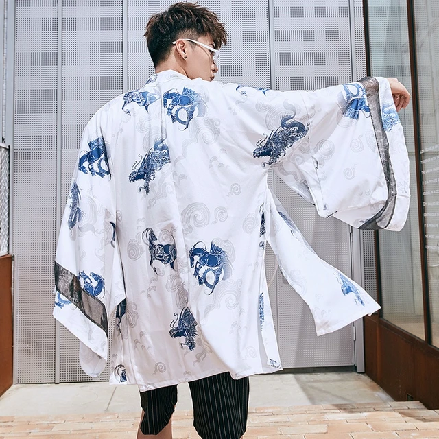 Japanese Kimono Cardigan Men Samurai Haori Summer Loose Cardigan Shirt Traditional Yukata Male Cosplay Japanese Costume FF2309 AliExpress