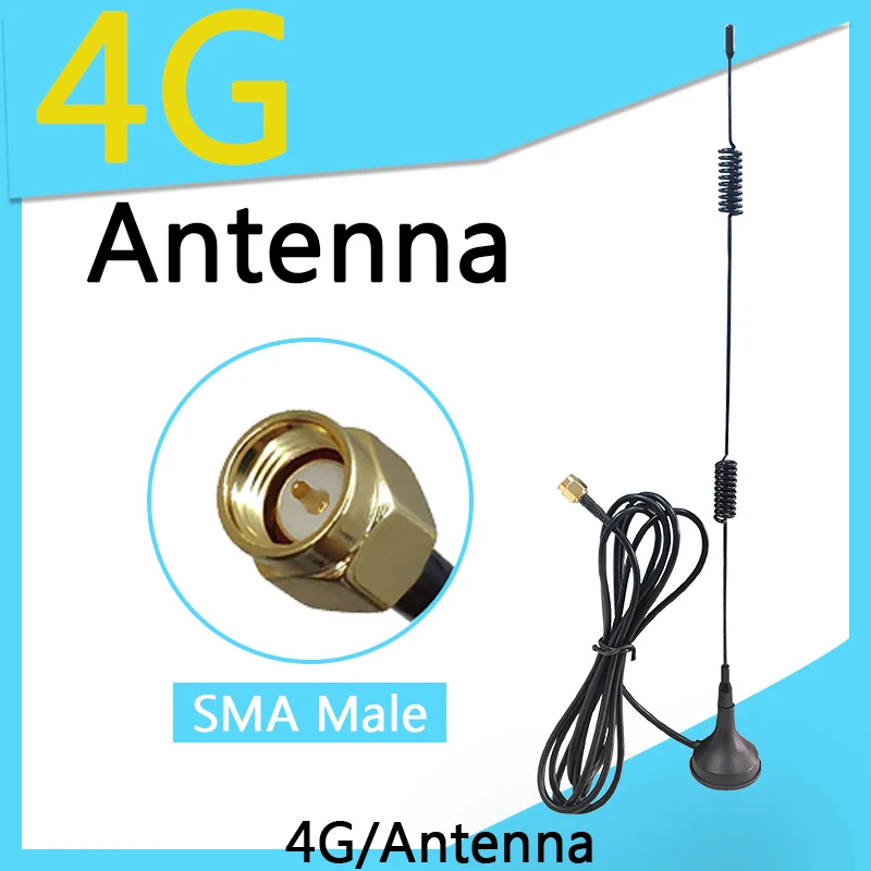 

Grandwisdom 5pcs 3G 4G LTE Antenna 7dbi SMA Male Connector Aerial 698-960/1700-2700Mhz IOT magnetic base 3M Clear Sucker Antena