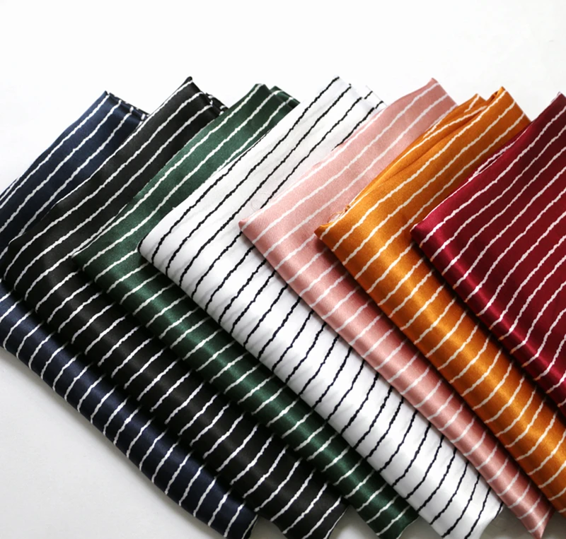 1 meter X 1.48 meter Stripe Satin Fabric Lining Diy Scarf Material Charmeuse