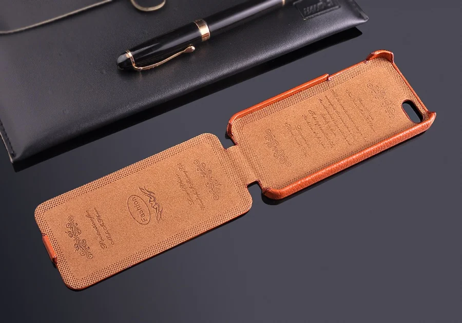 Genuine Leather Vertical Flip Case for iPhone 5, 5S, SE, 100% Real Leather, High Quality, Free Screen Protector, Litchi Stria