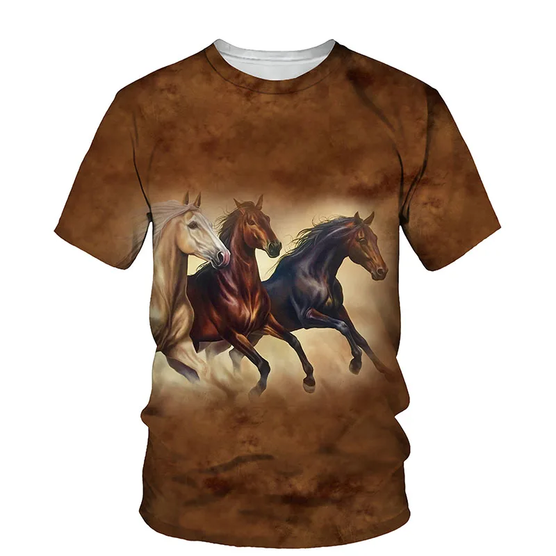 Handsome Horse graphic t shirts Summer Fashion Animal Pattern Print t shirt Casual Personality Hip Hop streetwear men T-shirt