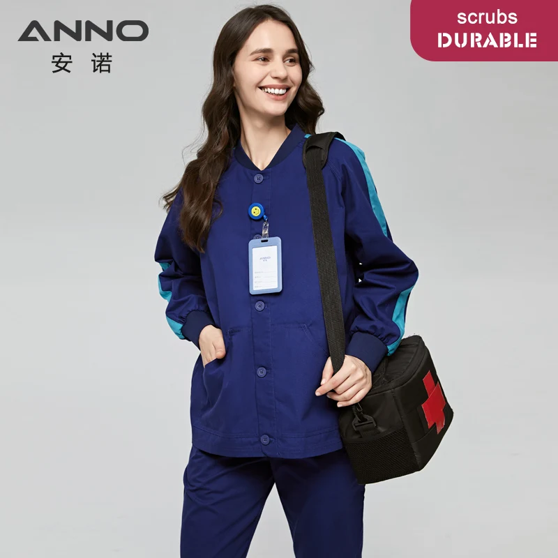 Maniche lunghe Scrub Giacca Piuttosto Vestito Infermiera Fuori Il Cappotto Medico Shirt Ospedale Nursing Divise del Personale di Autunno di Inverno di Usura del Lavoro