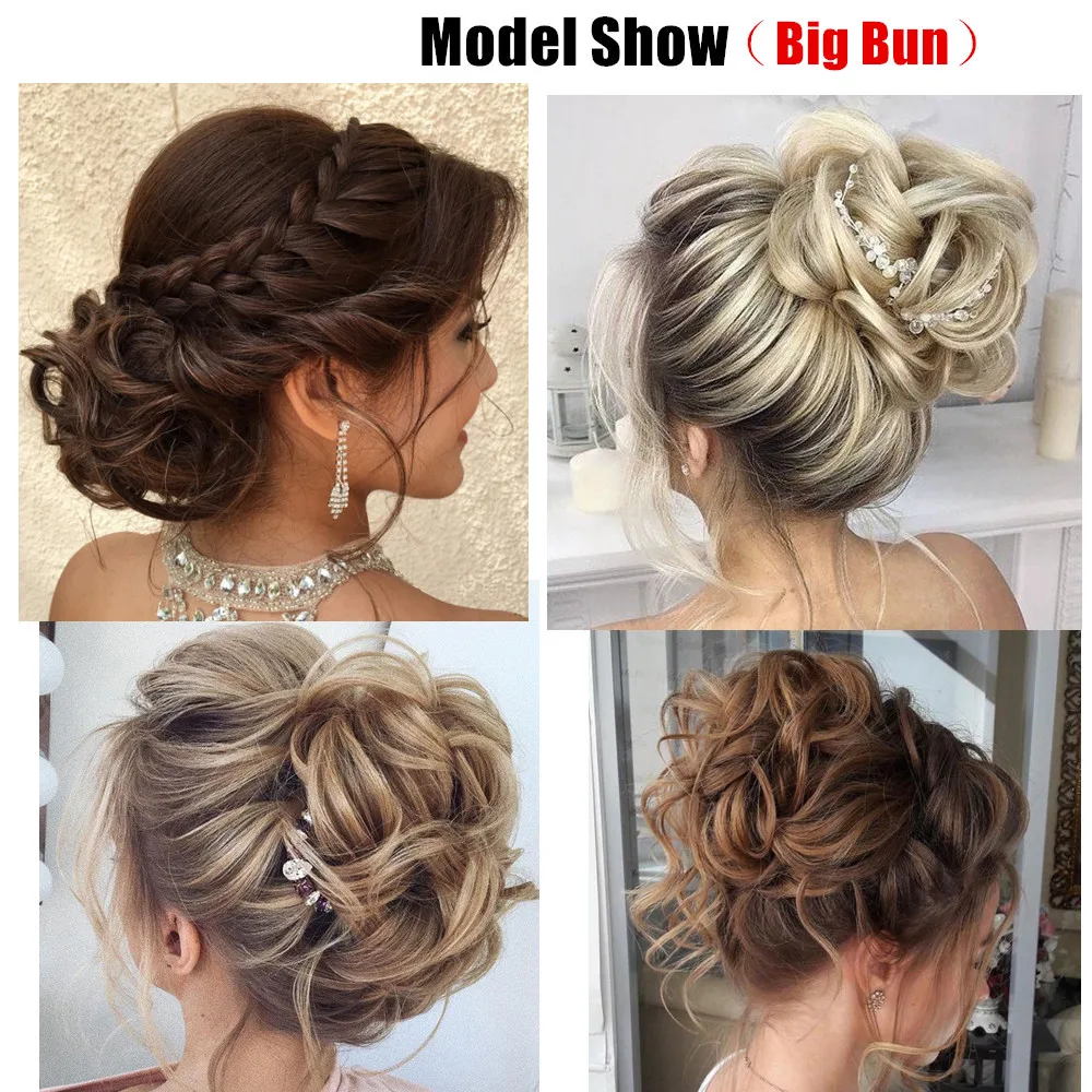 Messy Hair Bun ElasticSynthetic Scrunchie Hairpieces for Women Chignon Updo Donut Curly Hair Rope Rubber Band Wrap Ponytail