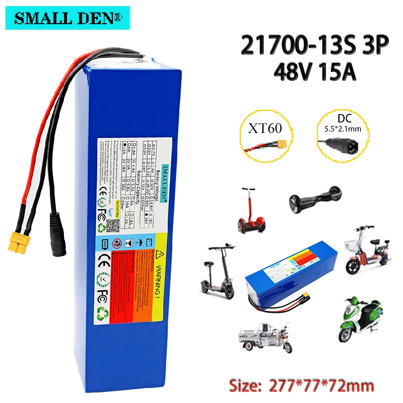 48V 15Ah 21700 13S3P lithium ion battery pack 1000W high power battery 54.2V 15000mAh Ebike electric bicycle scooter battery