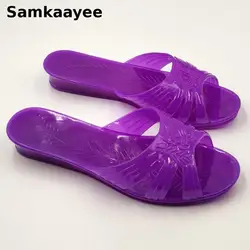 Size 36-40 Womens Slippers Summer Female Platform Wedge Shoes Mujer Sandals Mules Clogs Peep Toe Candy Color Soft Bottom Zapatos