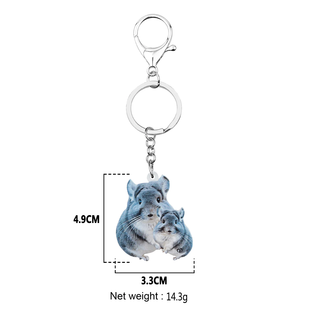 WEVENI  Mother\'s Day Acrylic Sweet Chinchilla Rat Keychains Ring Fashion Car Purse Key Chain Charms Gift Jewelry For Women Girls