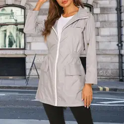 Chubasquero ligero para mujer, chaqueta impermeable al aire libre con capucha para senderismo, chaquetas largas para lluvia, prendas de vestir nuevas