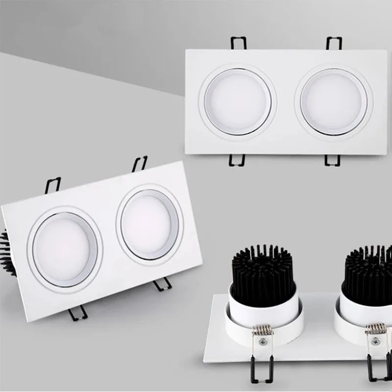 Kwadratowy jasny wpuszczany biały czarny LED typu Downlight z możliwością przyciemniania COB 7W 10W 15W 20W 30WLED światło punktowe dekoracja lampa