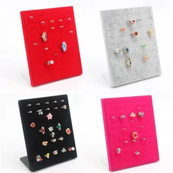 New 50 Positions Rings Display Stand Earrings Holder Storage Rack Shelf Plate Organizer Rose Red Velvet Case Jewelry Packaging