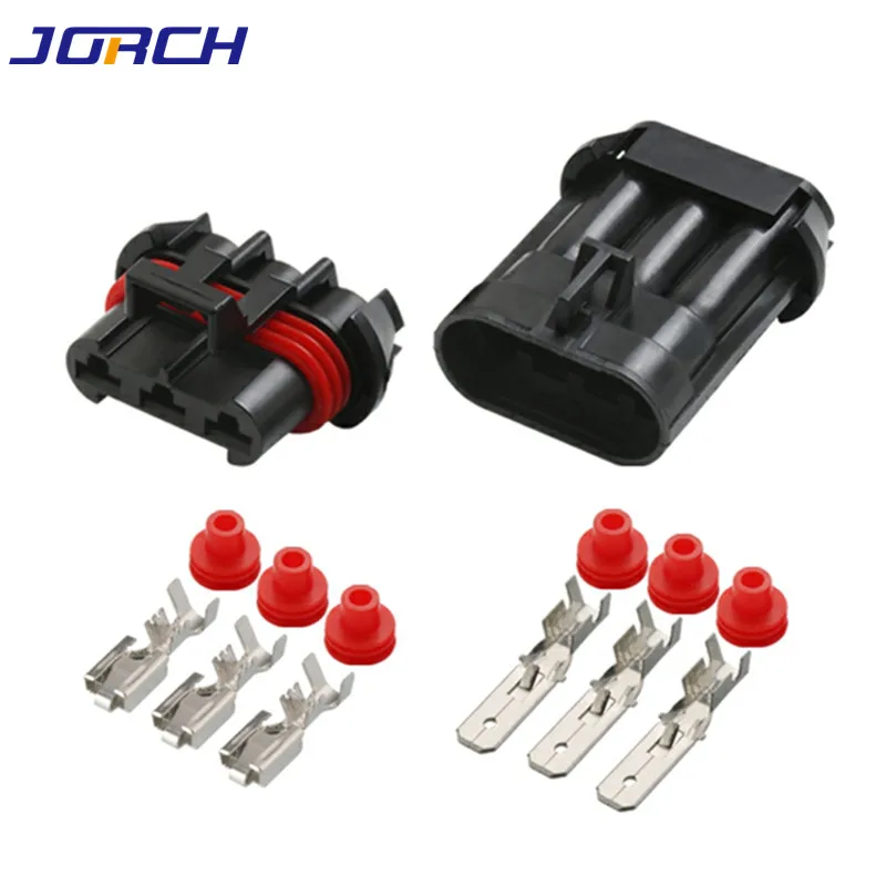 5sets Delphi 3 Pin Way Waterproof Buick Blower Plug Auto Cooler Fan Connector Male Female Socket 12124686 12124685