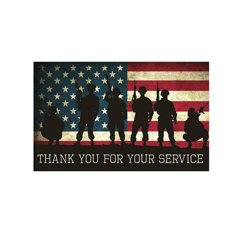 

13cm X 8cm Funny Car Stickers Thank You for Your Service Bumper Auto Decals Soldier Graphics Auto Home Laptop Motorcycle Decal