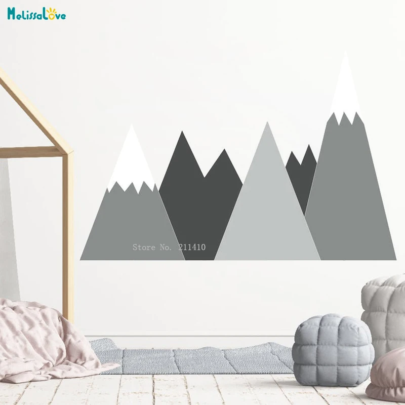 Large Size Mountains Wall Decal Nursery Headboard Corner Pattern Baby Kids Room Washable Self Adhesive Decor YT2454-3