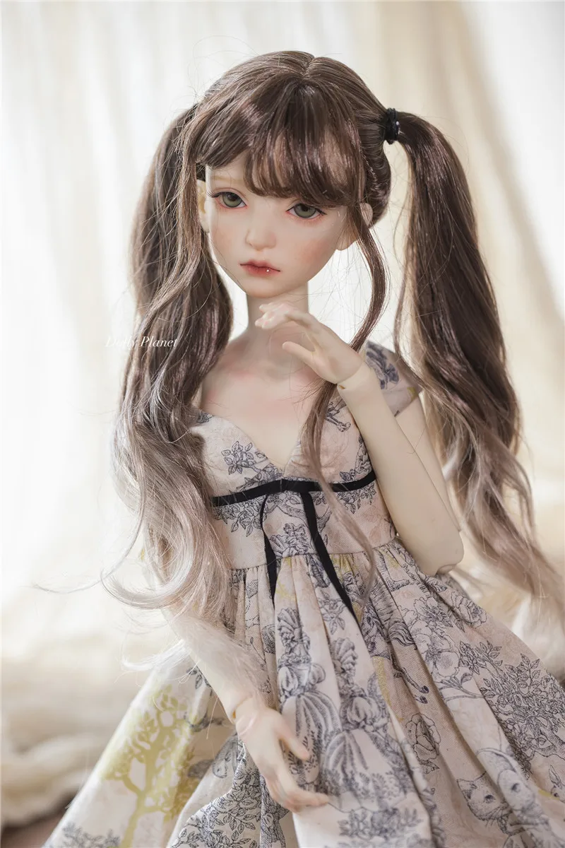 

BJD doll Wigs are suitable for 1/3 1/4 size super soft silk/soft silk curly fringe double ponytail doll accessories