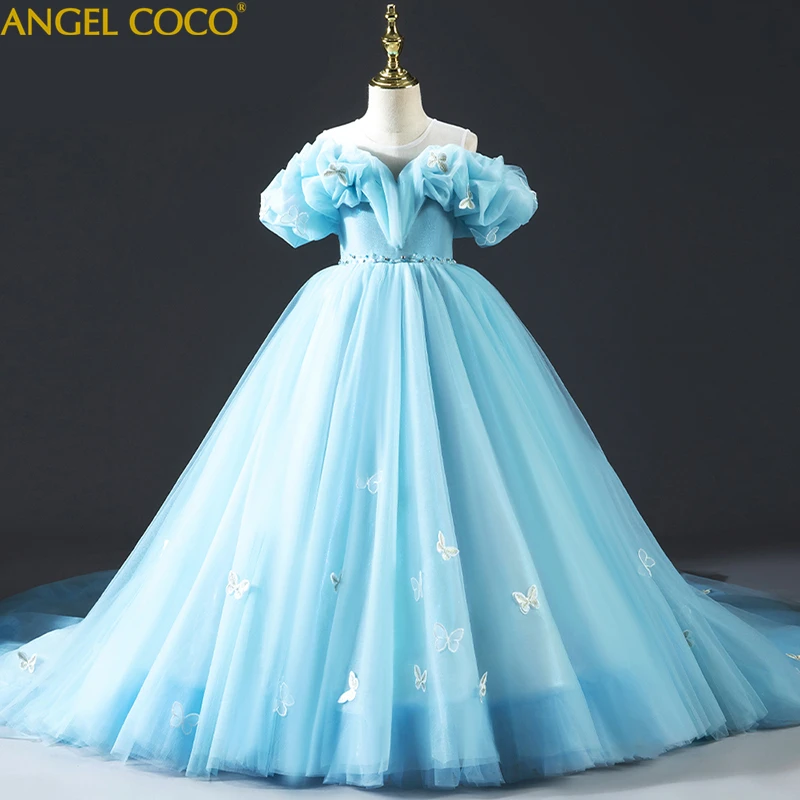 2022 Formal Girls Dress Long Bridesmaid Kids Dresses For Girls Children Princess Dress Party Wedding Dress 3 10 12 Years Vestido