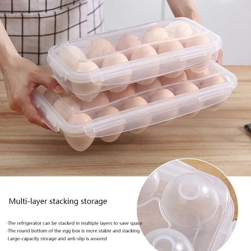 10/18 Grid Egg Storage Box Eggs Tray with Lid Kitchen Refrigerator Egg Organizer