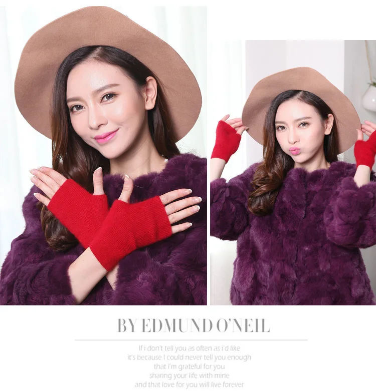 Nerz Kaschmir Herbst Winter Frauen Handschuhe Fingerlose Warme Waschbär Wolle Handschuh Handgelenk Länge Daumen Loch Handschuhe Koreanische Weibliche Schöne – Detail 24