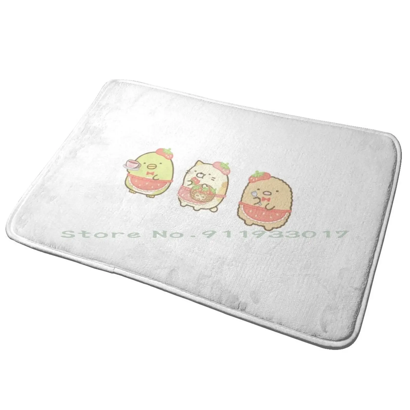 Sumikko Gurashi Strawberry Entrance Door Mat Bath Mat Rug Frog Toad Children Story Tale Anti-Slip Bedroom Kitchen Foot Mat