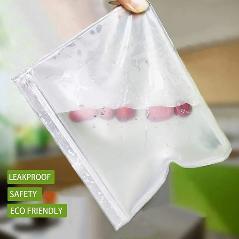 Silicone Food Storage Bag Freezer Reusable Food Bags Stand Up Zip Shut Bag Food Fresh Bag Ziplock Bag Kitchen Storage Containers