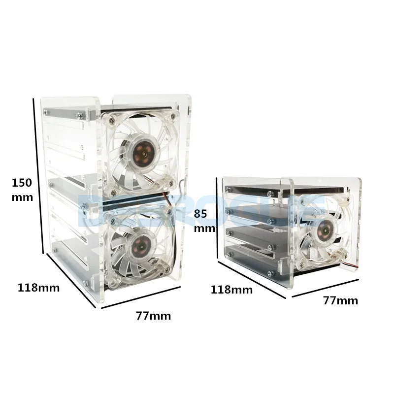 2.5inch hard drive cooling bracket transparent multi-disc stacking mobile hard disk external DIY15mm thick SSD HDD