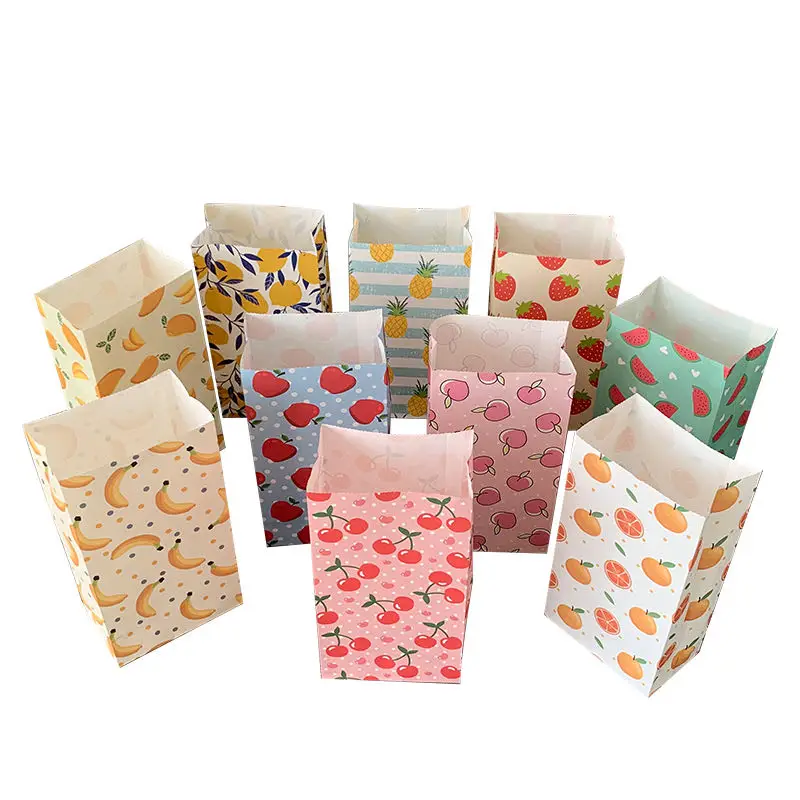 10pc Favor Stand Bags Paper Bag Color Wave Dot Fruit Small Cosmetic Paper Paper Bag 23x12x7.5cm Gift Paper Bags Treat Bags