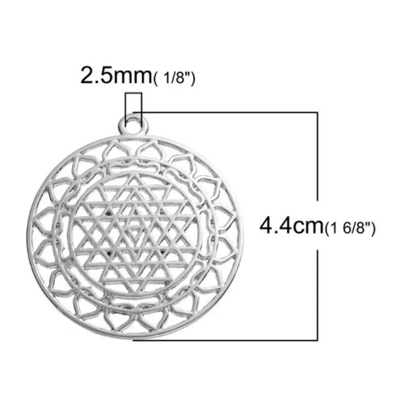 8Seasons Copper Sri Yantra Meditation Pendants Round Gold Color Hollow Charms DIY Making Necklace Earrings Women Jewelry,1-5PC