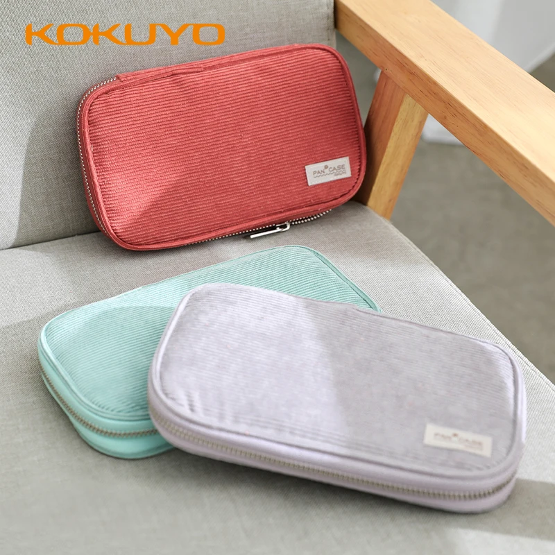 KOKUYO Pencil Case Students Use Large Capacity Simple Stationery Bag Creative Net Red Multi-function Ins Corduroy Material