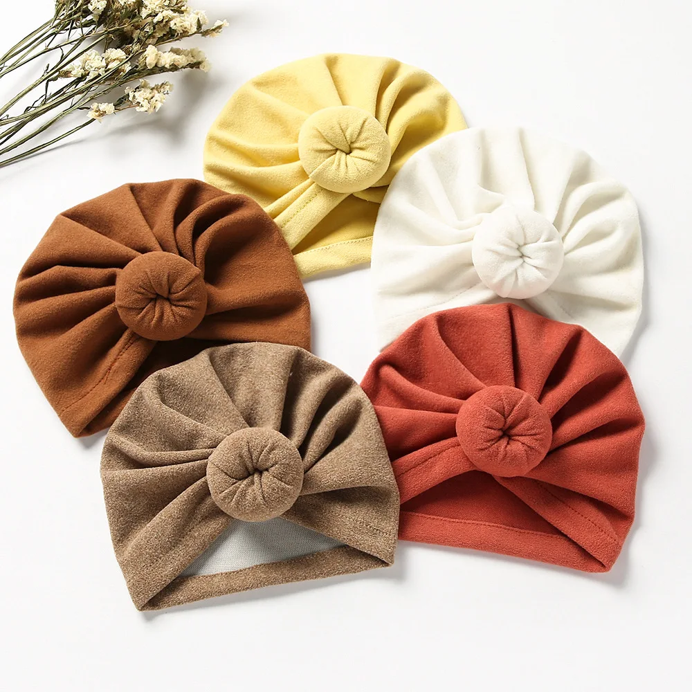 

15pc/lot Faux Cashmere Hat Baby Round Knot Girl Turban Infant DonutsHead Wraps Baby Kids Bonnet Beanie Newborn Photography Props