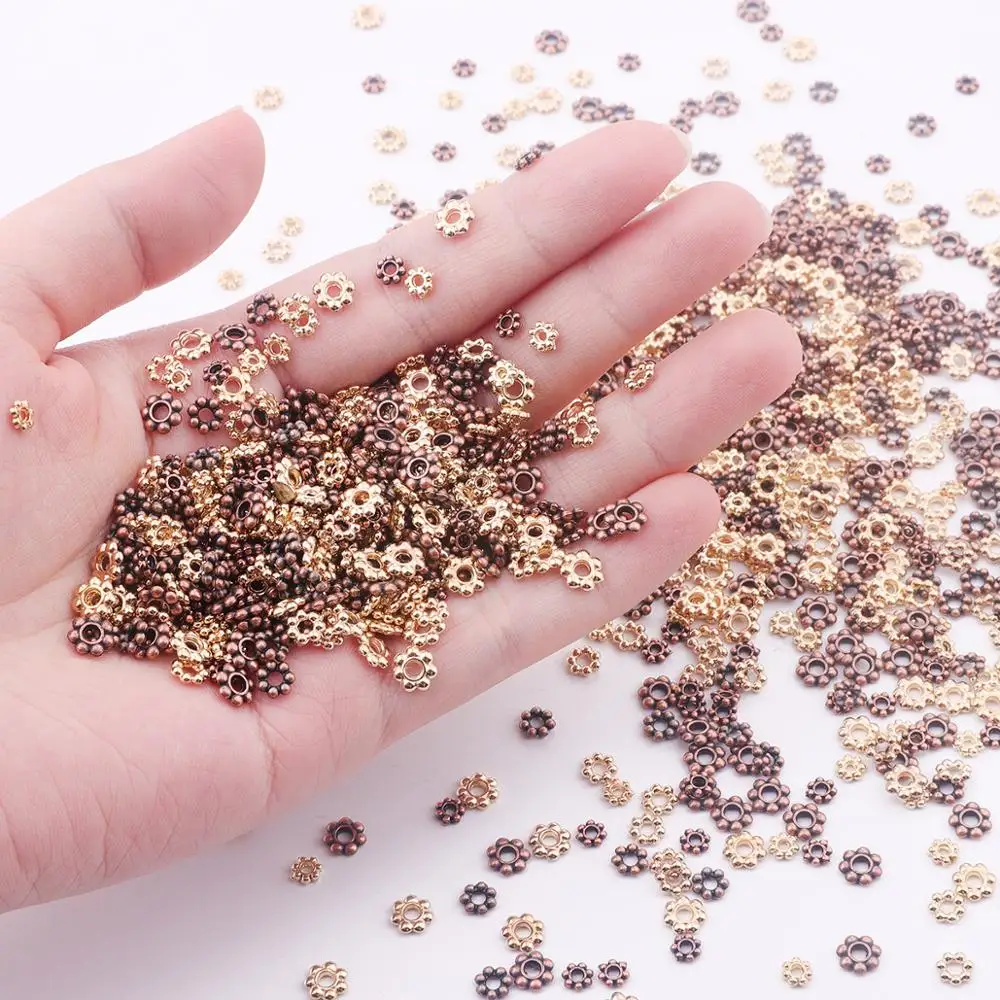 200 sztuk 4/5/6mm kwiat śliwy koralik czapki Spacer koraliki dla kobiet Charms DIY wyrób biżuterii bransoletka naszyjnik kolczyki akcesoria — zdjęcie 4