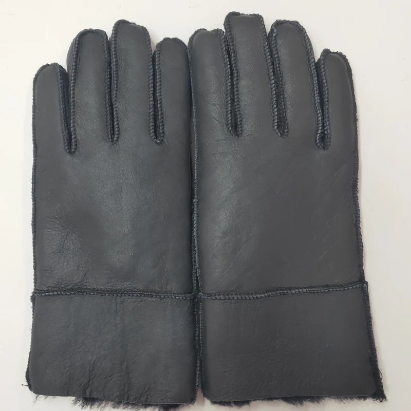Guantes Térmicos de piel de oveja auténtica para hombre, manoplas térmicas de piel de cabra, Cachemira, cuero Real para nieve, Manual, invierno,