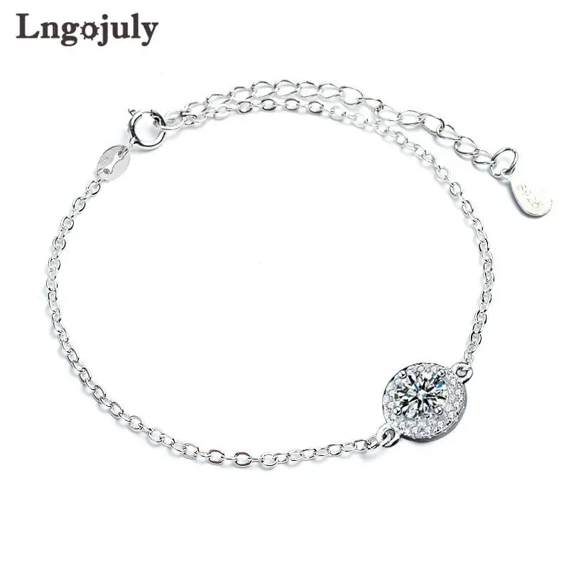 Real 0.5ct D Color Round Rhodium Plating 925 Silver Moissanite Bracelet Diamond Test Passed Jewelry Woman Girlfriend Gift