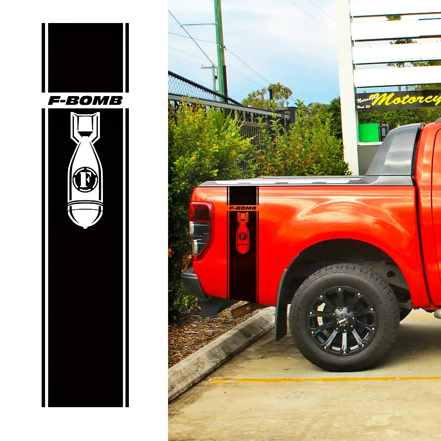 

2 Pcs including right and left F bomb car stickers for Ford Ranger 2012 2013 2014 2015 2016 2017 2018 2019 2020 Vertical Bed bo