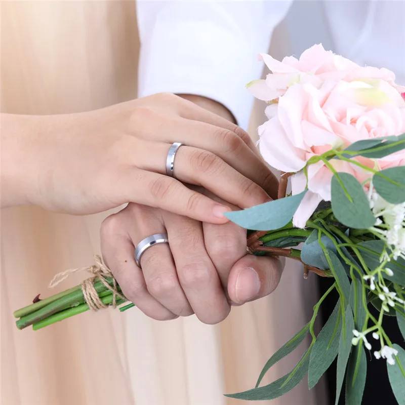 TIGRADE 4/6/8/mm Schwarzer Wolframkarbid-Ring für Männer, Gebürstete Silberfarbe, Ehering, Verlobungsringe für Frauen, Herrenschmuck – Detail 11