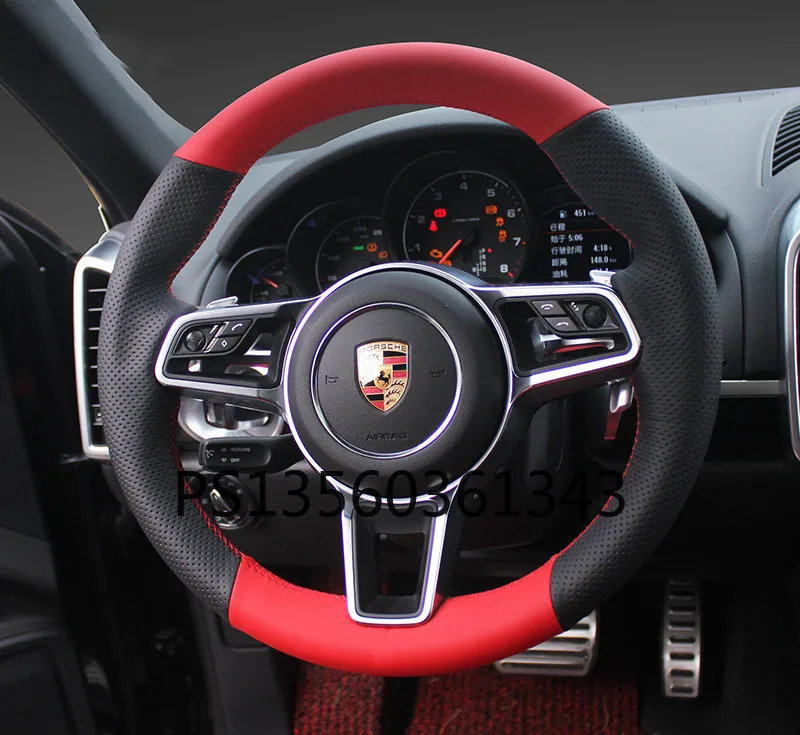 Suitable for Porsche Cayenne Macan 911 718 Panamera cayman hand-stitched steering wheel cover suede leather grip cover